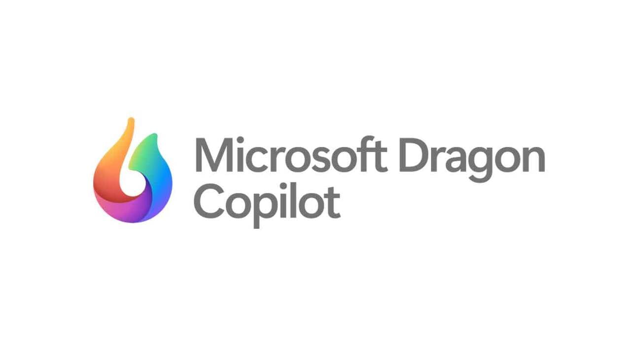 Logo, millel on värvikas spiraalikujuline kujund vasakul ja tekst 'Microsoft Dragon Copilot' paremal.